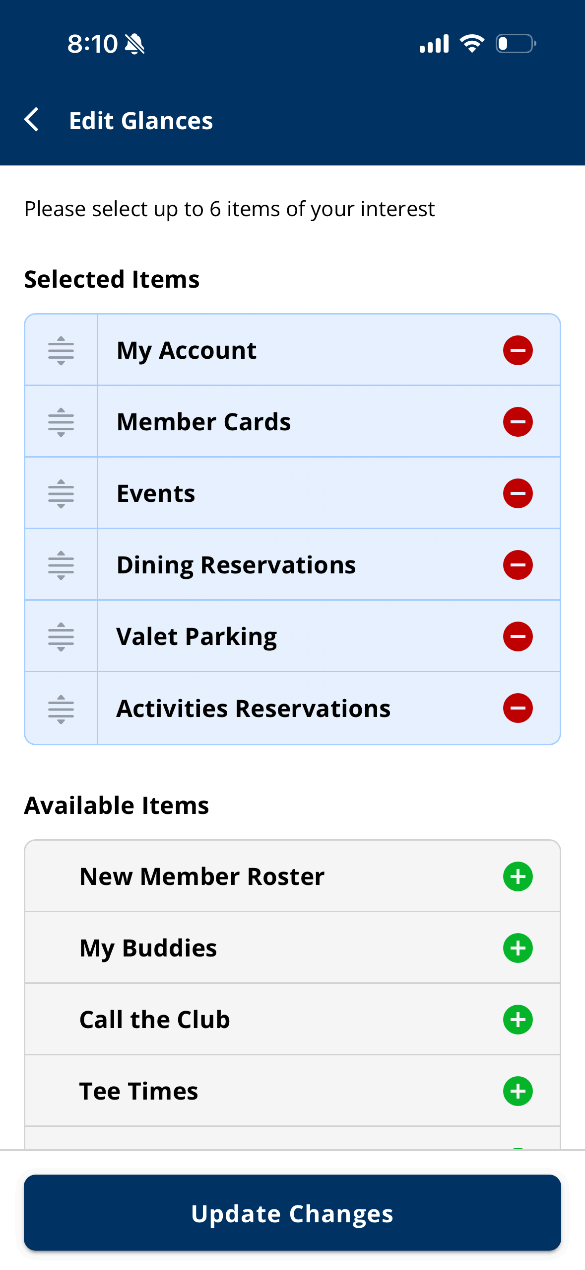 Edit Glances configuration screen